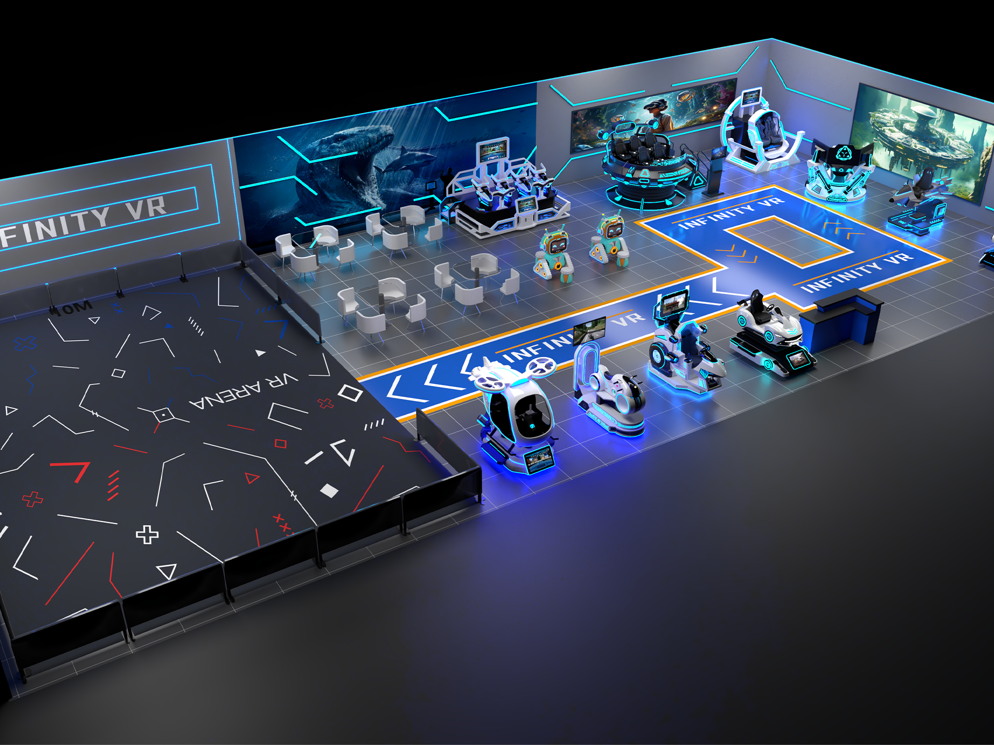 Zona de entretenimiento con realidad virtual